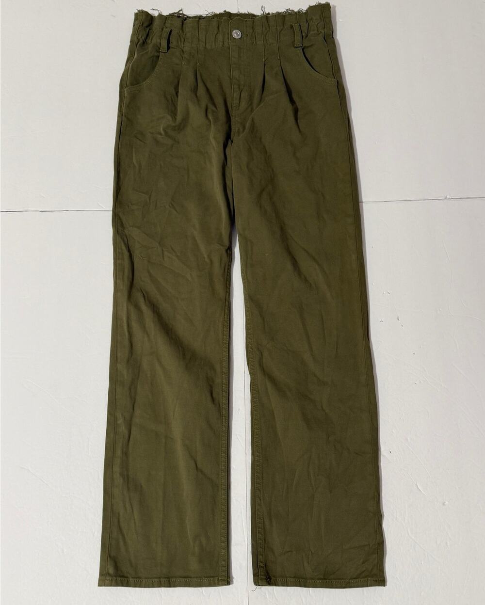 NWT Hudson Remi High Rise Paperbag Straight Leg Pants, Green, Size 27
